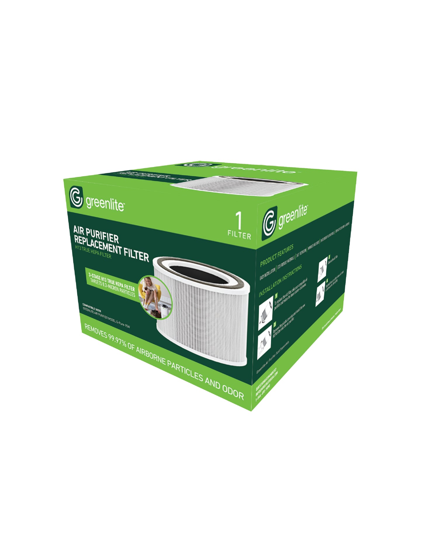 Air Purifier Replacement Filter (Greenlite Model No: G-Pure-15W)