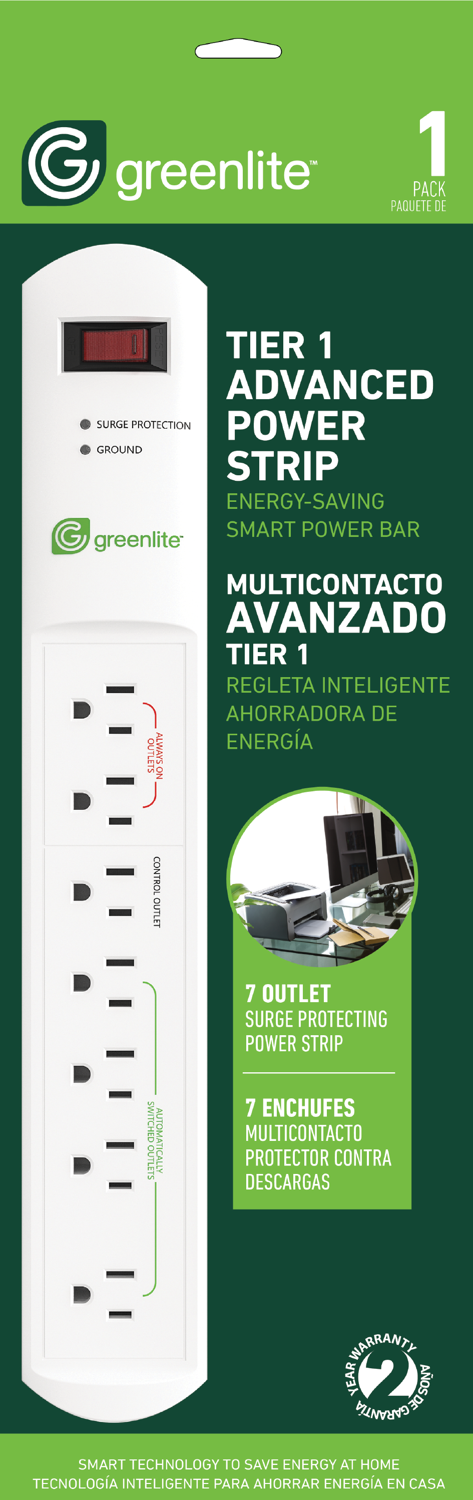 Tier 1 Advanced Powerstrip 7 Outlets - (Greenlite Model No: APS/T107M1S4/I02)
